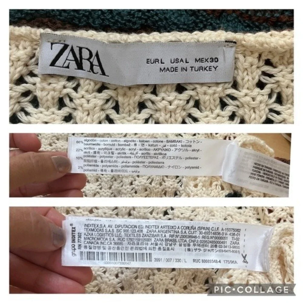 Zara Crochet Knit Crop Top L
